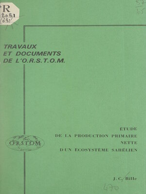 cover image of Étude de la production primaire nette d'un écosystème sahélien